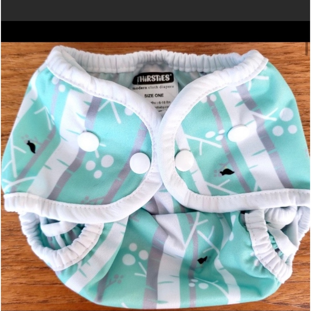 Thirsties Diaper COVER for Reuseable cloth diapers green snap buttons